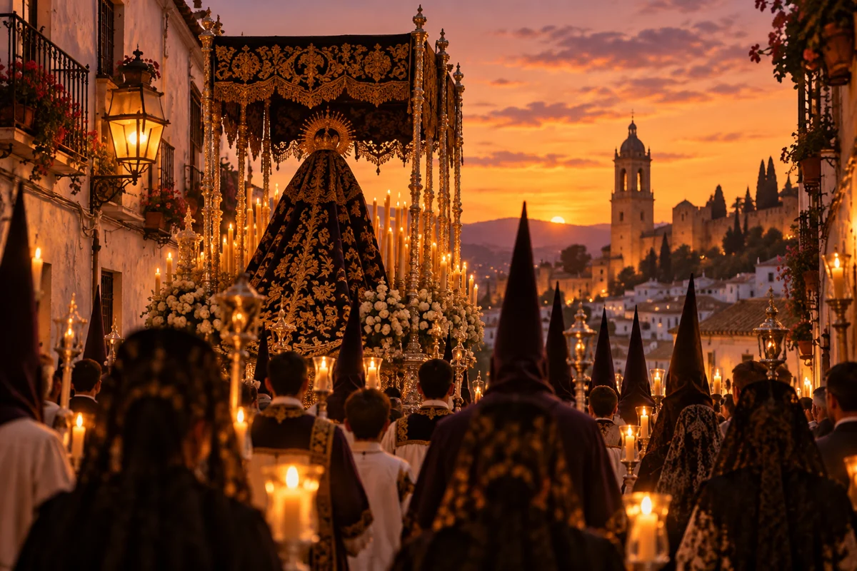 Illustratie van een Andalusische processie