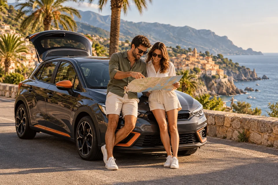 Een stel bij hun auto aan de Costa del Sol