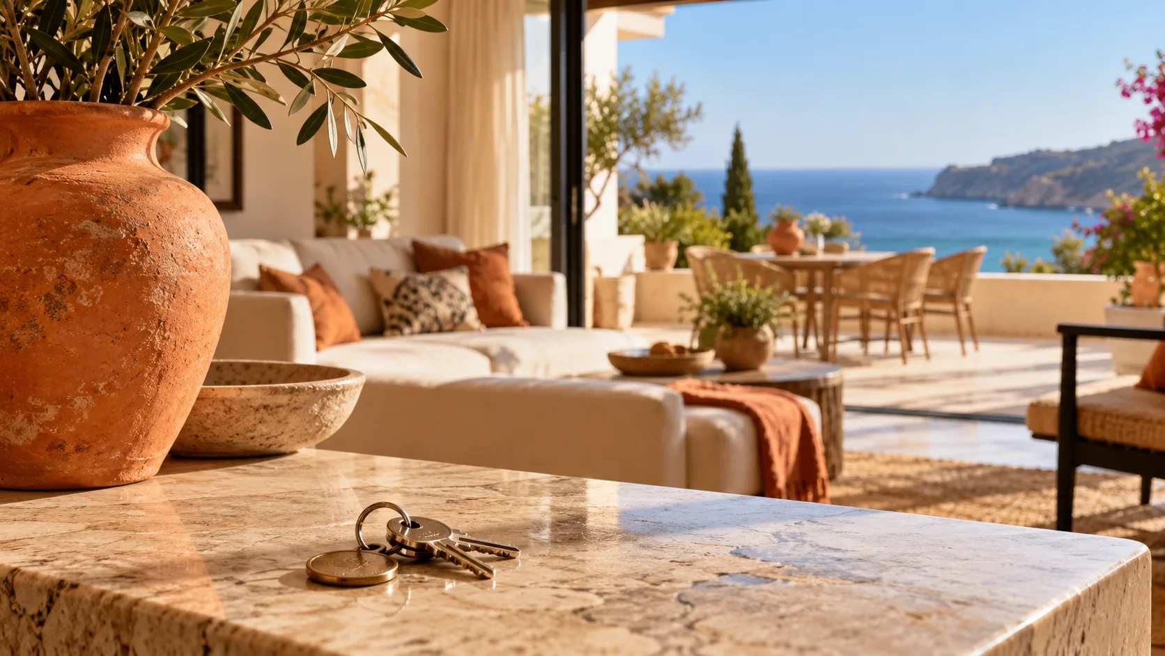 Huissleutels in een mediterraan appartement met terras