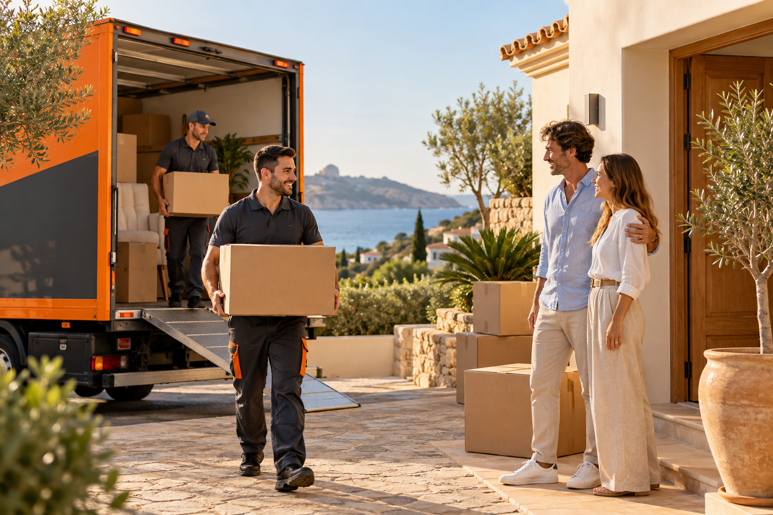 Verhuizers met een verhuiswagen